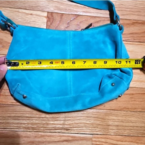 Appleseed"sTeal Suede Shoulder Bag - Picture 6 of 7